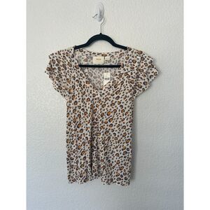 Anthropologie Maeve Leopard Print V Neck Top NWT Size Medium